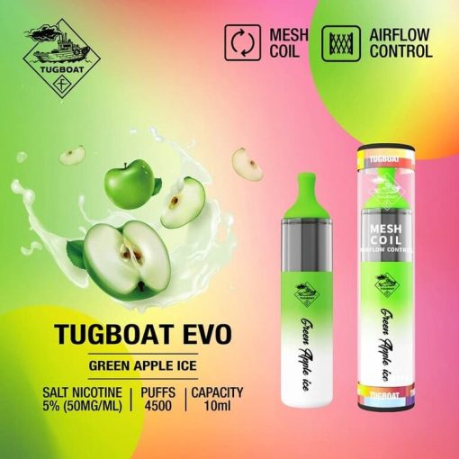 Tugboat Evo 4500 Puffs Green Apple Ice | Porto Mart Vape Store