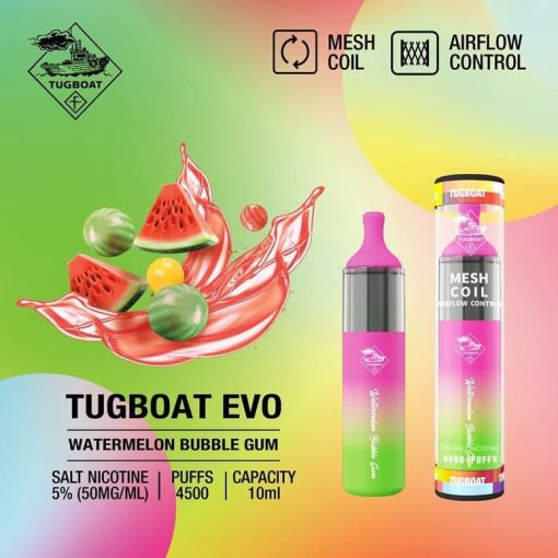 Tugboat Evo 4500 Puffs Watermelon Bubble Gum | Porto Mart Vape Store